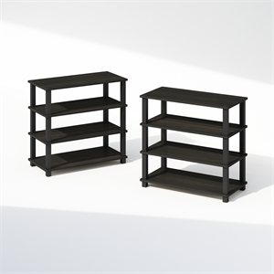 Pemberly Row Turn-S-Tube 4-Tier Shoe Rack in Espresso Set of 2