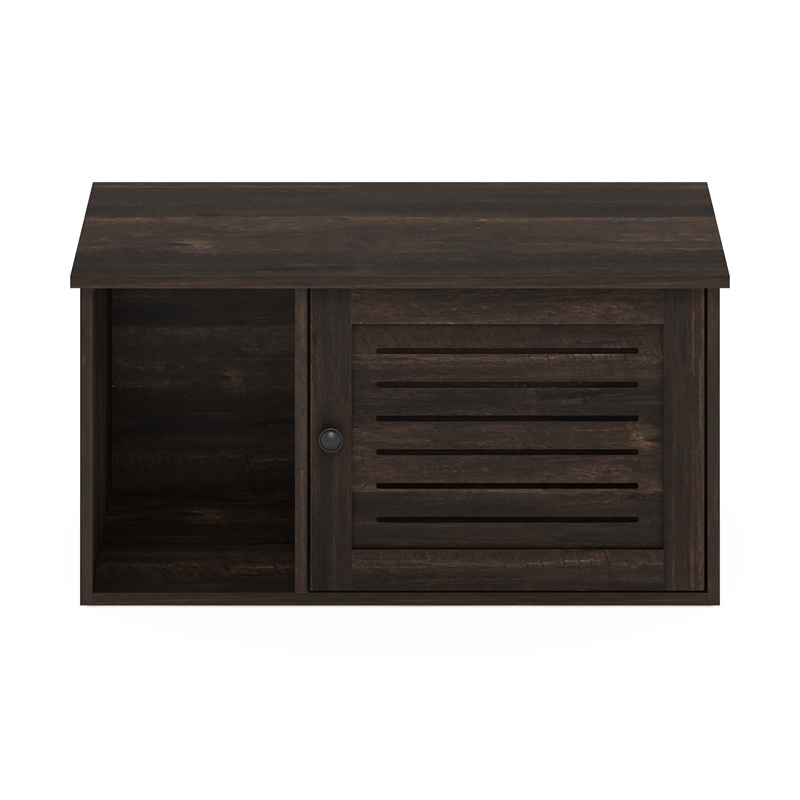 Pemberly Row Farmhouse Hidden Cat Litter Box with Divider in Ebony