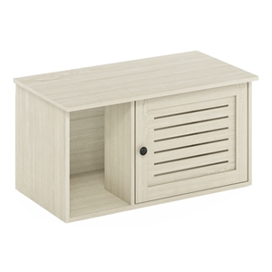 Pemberly Row Farmhouse Hidden Cat Litter Box with Divider in White Wash