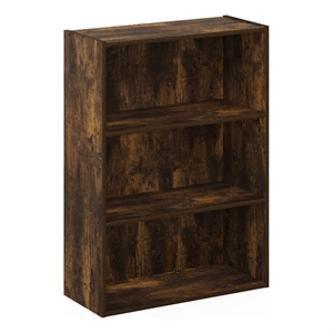 Pemberly Row Contemporary 3-Tier Open Shelf in Amber Pine Finish