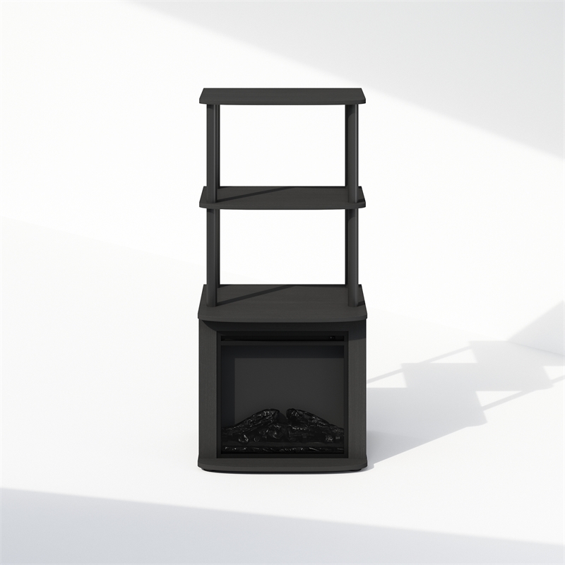 Pemberly Row Turn-N-Tube 2-Tier Tall Side Table Display Rack in Black
