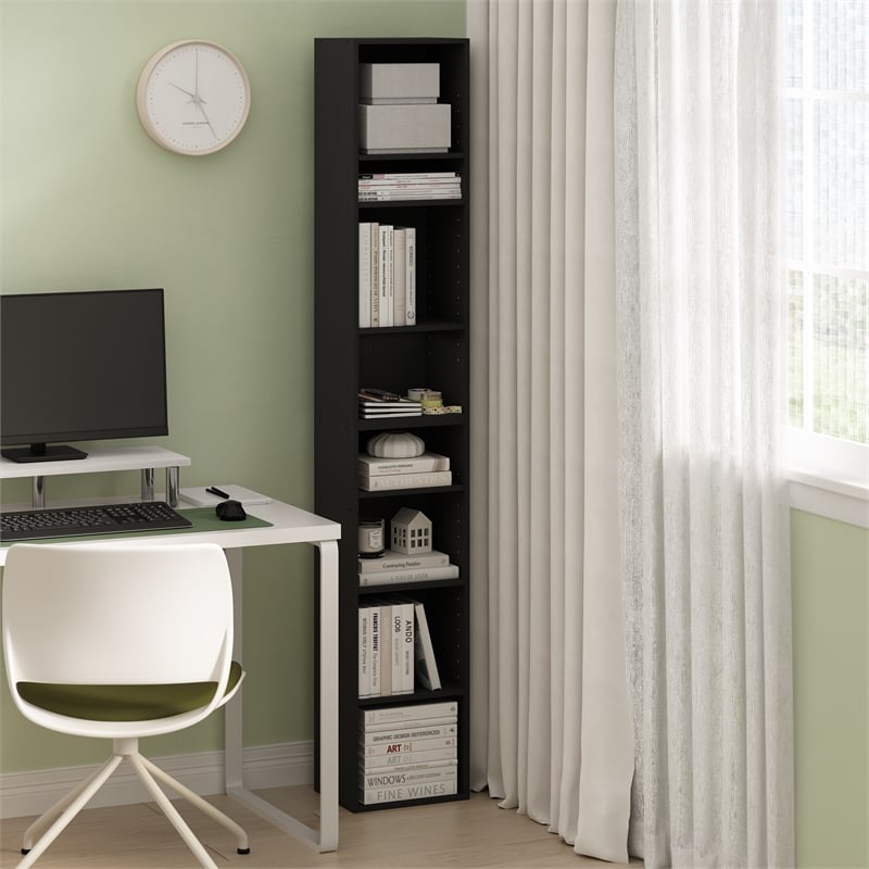 Pemberly Row Contemporary 8-Tier Open Shelf Bookcase in Blackwood