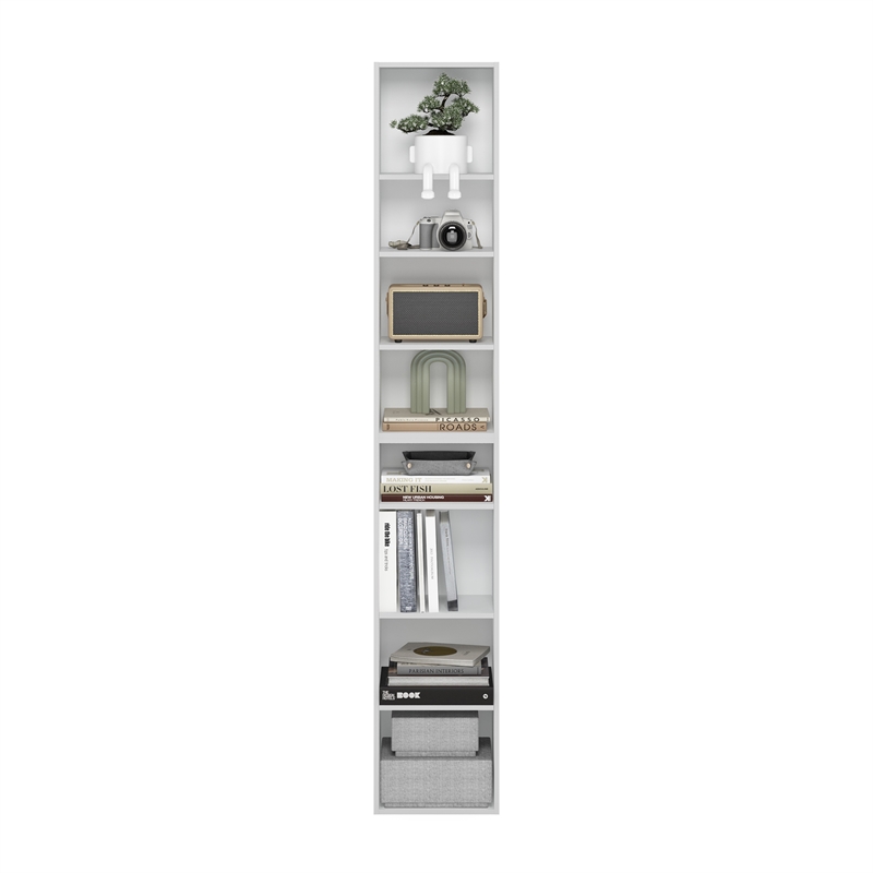 Pemberly Row Contemporary 8-Tier Open Shelf Bookcase in White
