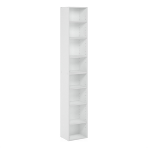Pemberly Row Contemporary 8-Tier Open Shelf Bookcase in White