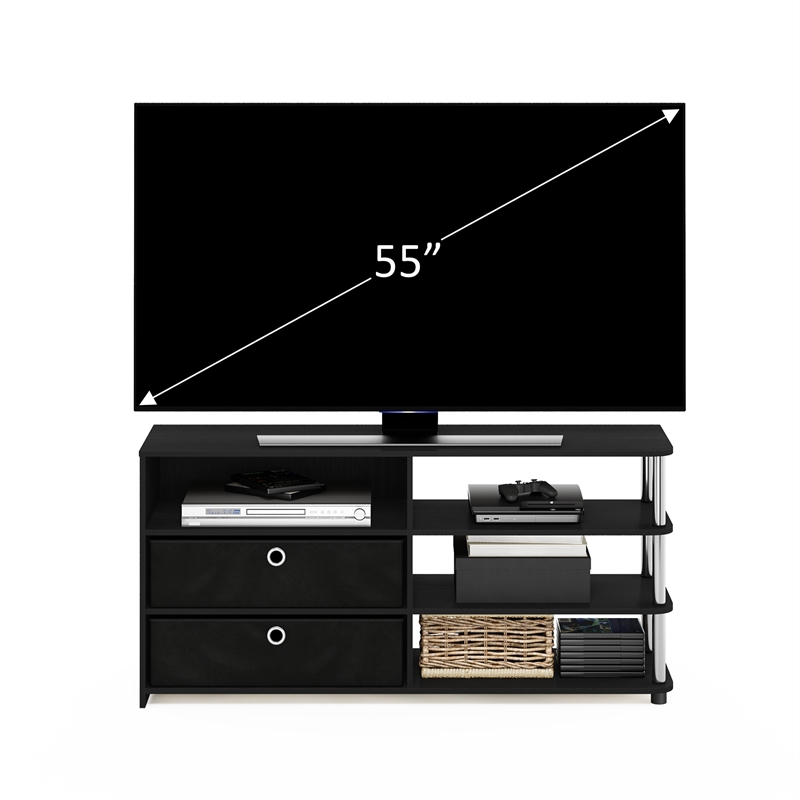 Pemberly Row TV Stand for up to 55-Inch with Stainless Steel Tubes