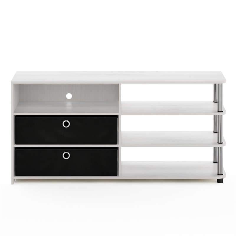 Pemberly Row TV Stand for up to 55-Inch with Stainless Steel Tubes