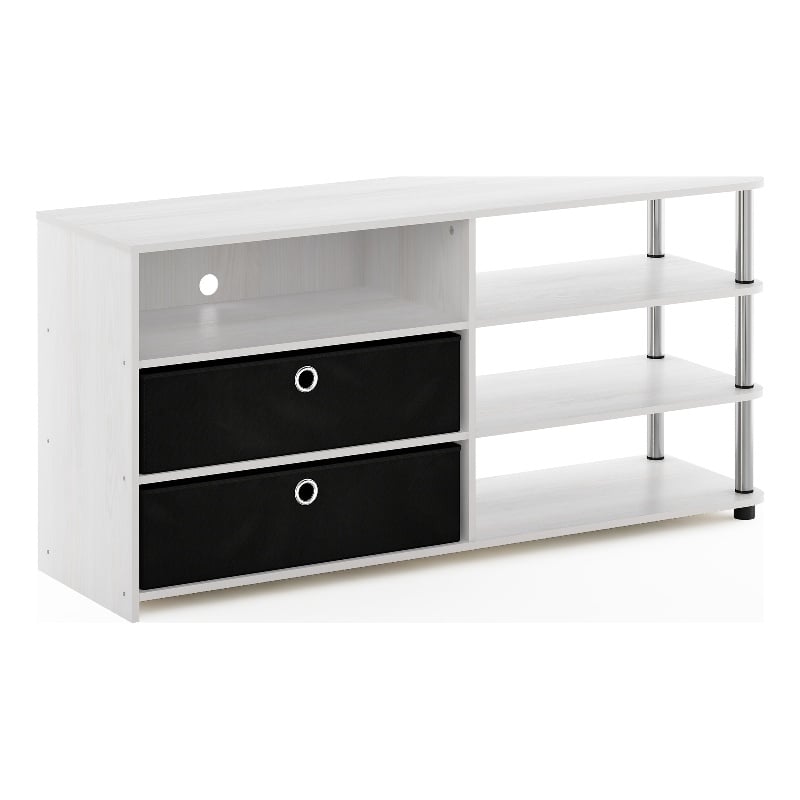 Pemberly Row TV Stand for up to 55-Inch with Stainless Steel Tubes