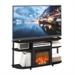 Pemberly Row Open Storage Curved Entertainment Center Stand with Americano