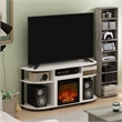 Pemberly Row Open Storage Curved Entertainment Center Stand with Solid White