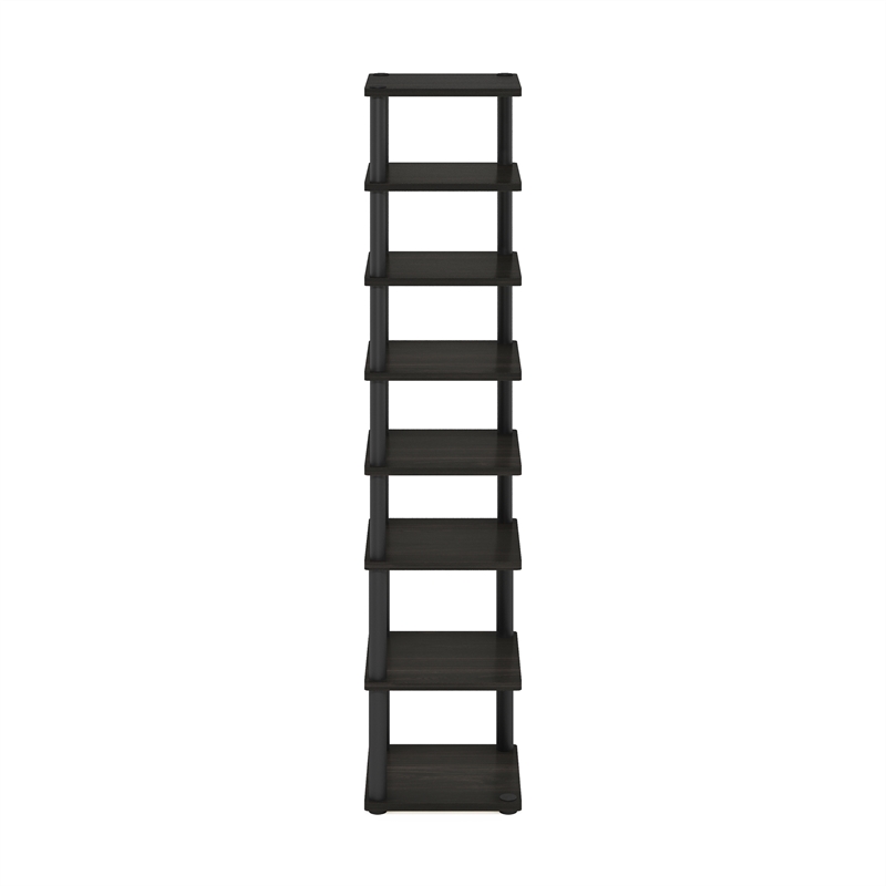 Pemberly Row 8-Tier Vertical Freestanding Shoe Tower in Espresso/Black