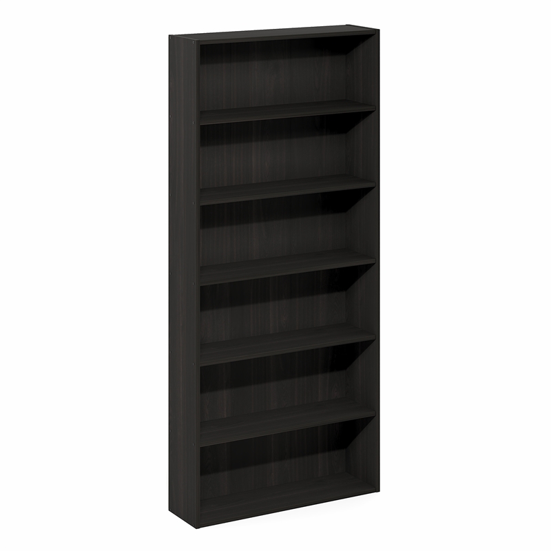 Pemberly Row 6-Tier Open Shelf Bookcase 7x24x53-inches in Espresso