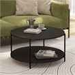 Pemberly Row 2-Tier Modern Round Coffee Table Table with Sturdy Americano/Black
