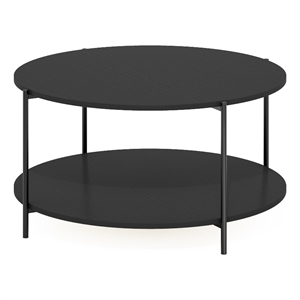 Pemberly Row 2-Tier Modern Round Coffee Table Table with Sturdy Americano/Black