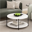 Pemberly Row 2-Tier Modern Round Coffee Table Table with Sturdy White/Black