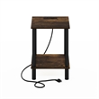 Pemberly Row Turn-N-Tube 2-Tier Side/End Table with USB in Amber Pine/Black