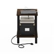 Pemberly Row Turn-N-Tube 2-Tier Side/End Table with USB in Amber Pine/Black