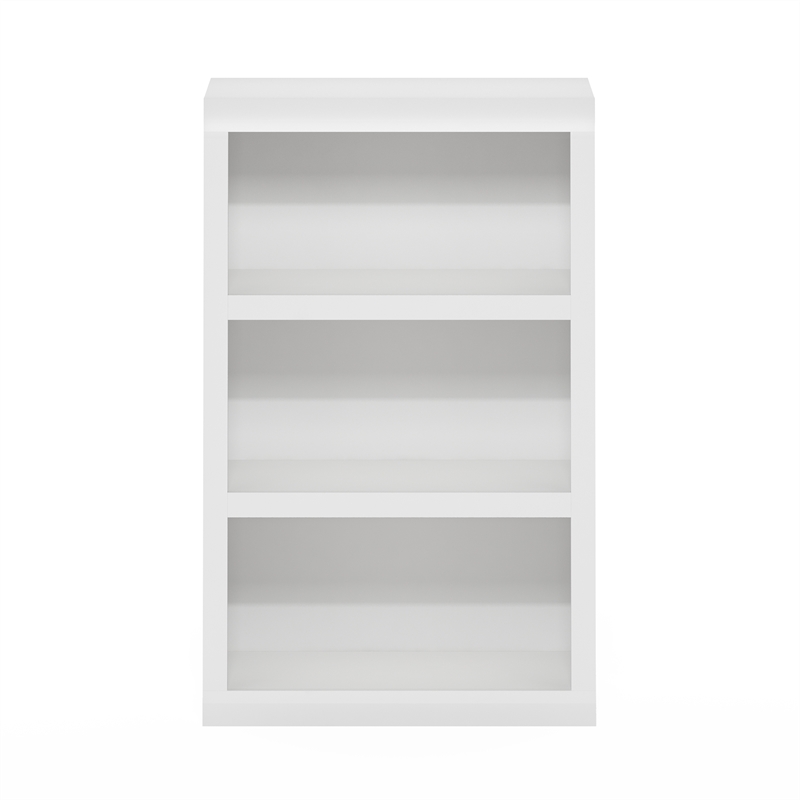 Pemberly Row Contemporary 3-Tier Open Shelf Bookcase in White