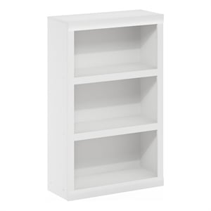 Pemberly Row Contemporary 3-Tier Open Shelf Bookcase in White