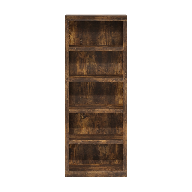 Pemberly Row Contemporary 5-Tier Open Shelf Bookcase in Amber Pine