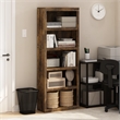 Pemberly Row Contemporary 5-Tier Open Shelf Bookcase in Amber Pine