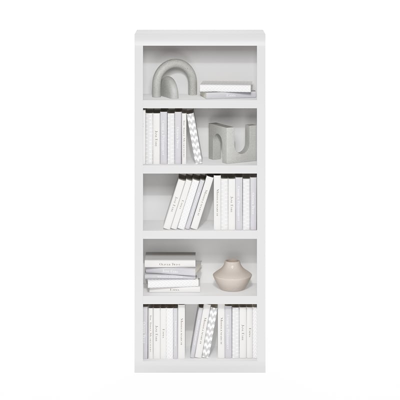 Pemberly Row Contemporary 5-Tier Open Shelf Bookcase in White