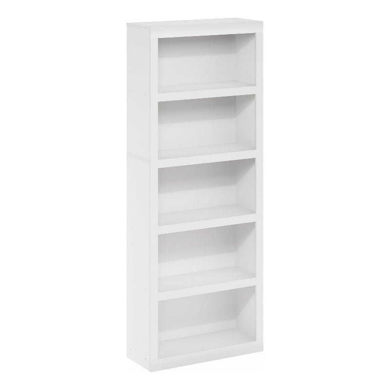 Pemberly Row Contemporary 5-Tier Open Shelf Bookcase in White