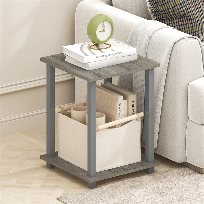Pemberly Row Contemporary End Table in Set of Two in Gray Oak/Gray