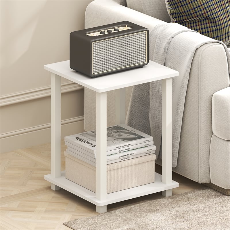 Pemberly Row Contemporary End Table in Set of Two in Pla inWhite