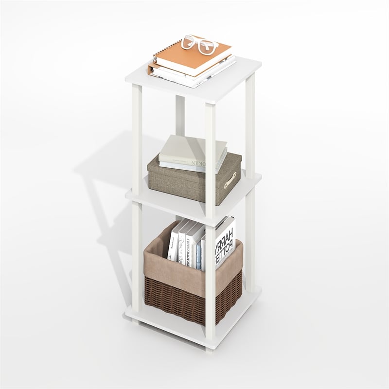 Pemberly Row Contemporary End Table in Set of Two in Pla inWhite