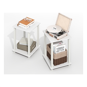 Pemberly Row Contemporary End Table in Set of Two in Pla inWhite