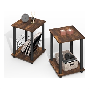 Pemberly Row Contemporary End Table in Set of Two in Amber Oak/Black