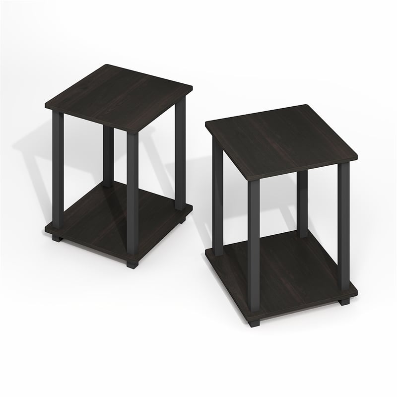 Pemberly Row End Table in Set of Two in Black Espresso/Black