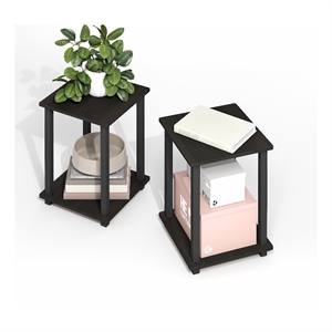 Pemberly Row End Table in Set of Two in Black Espresso/Black