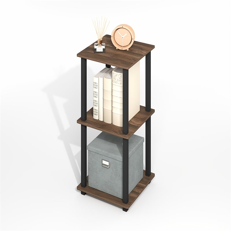 Pemberly Row Contemporary End Table in Set of Two in Brown Walnut/Black