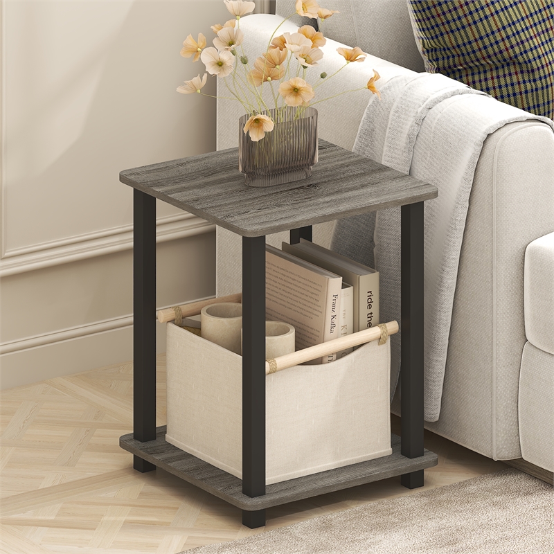 Pemberly Row Contemporary End Table in Set of Two in Gray Oak/Black