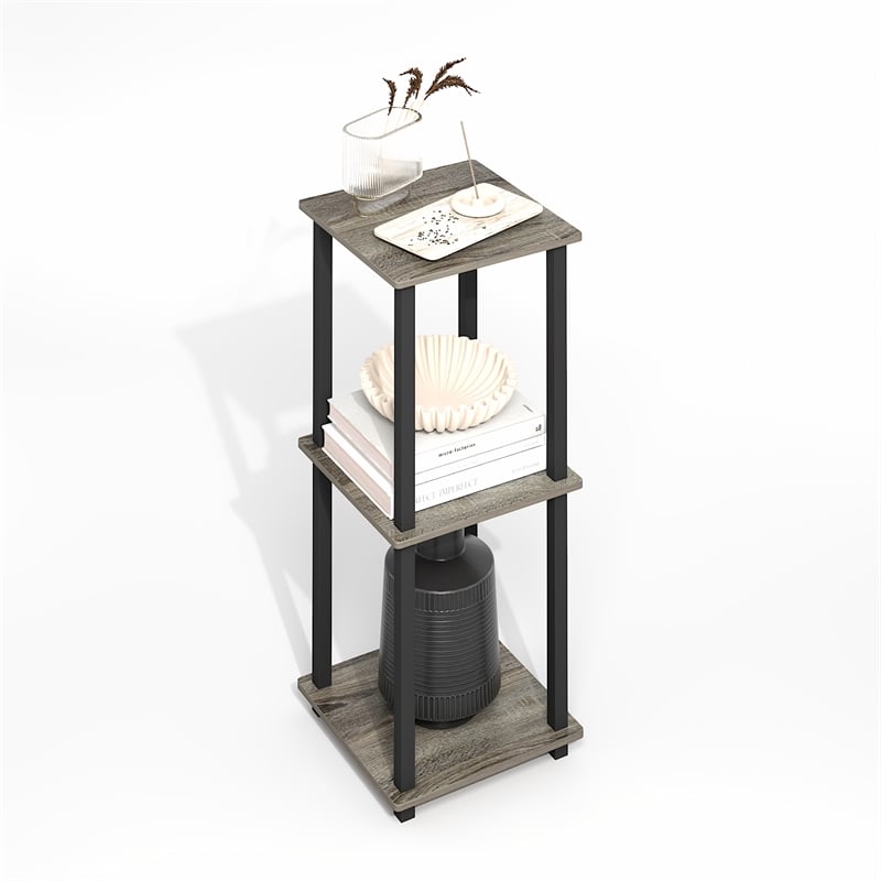 Pemberly Row Contemporary End Table in Set of Two in Gray Oak/Black