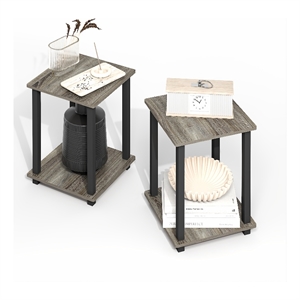 Pemberly Row Contemporary End Table in Set of Two in Gray Oak/Black