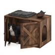 Pemberly Row Farmhouse Cat Litter Box Enclosure in Rustic Brown