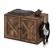 Pemberly Row Farmhouse Cat Litter Box Enclosure in Rustic Brown