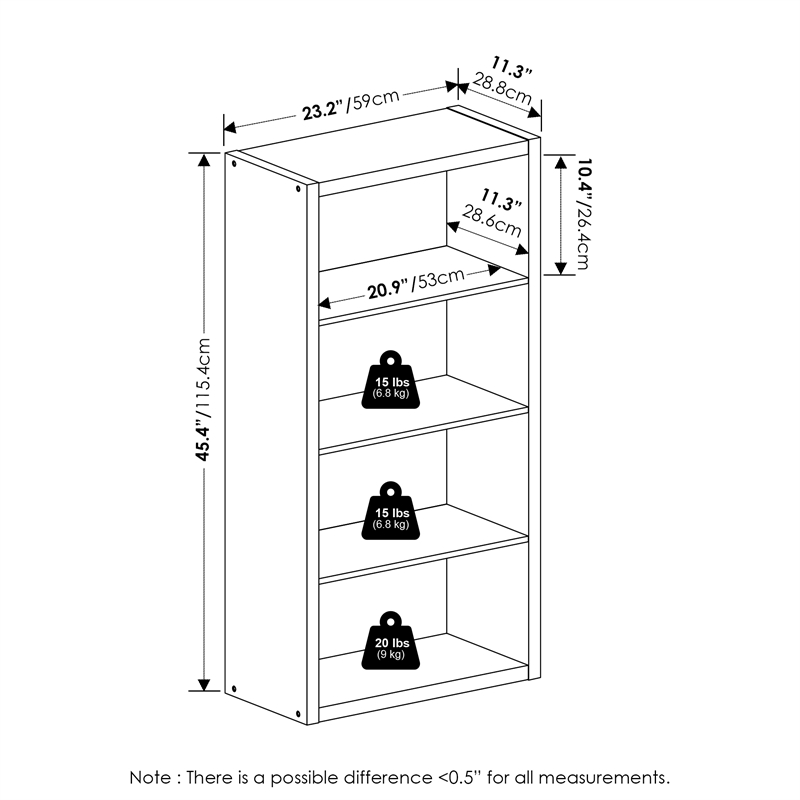 Pemberly Row 4-Tier Open Shelf Bookcase in Bookshelf in Amber Pine