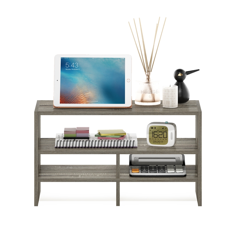 Pemberly Row Desk Top Organizing Shelf Bookcase in French Oak