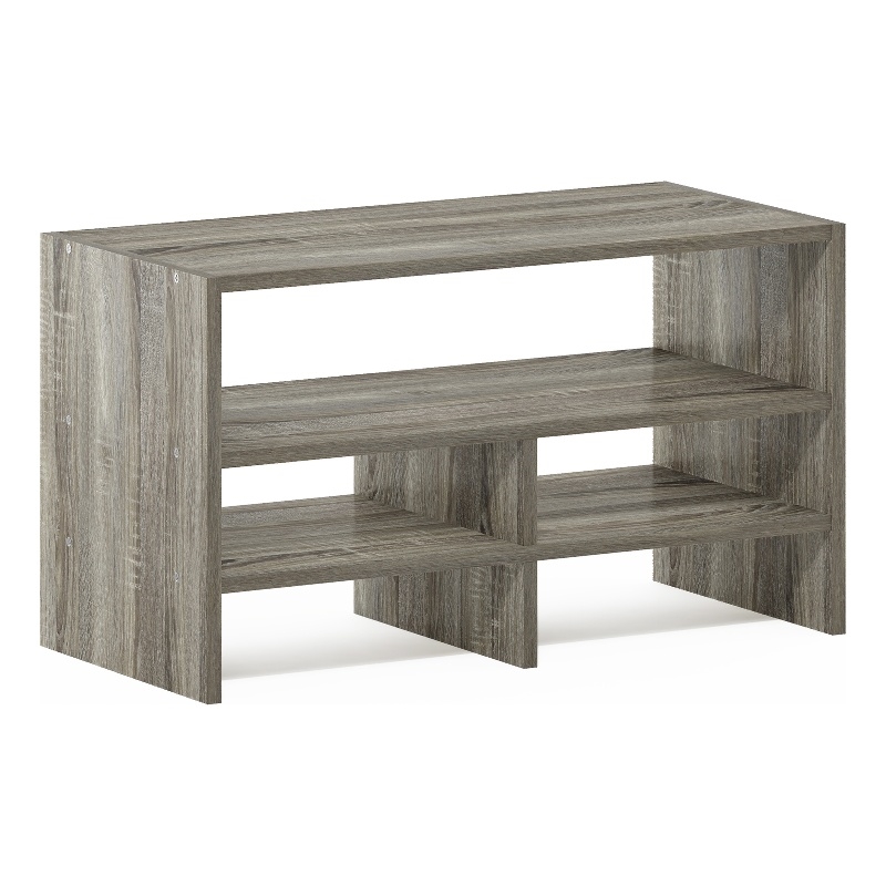 Pemberly Row Desk Top Organizing Shelf Bookcase in French Oak