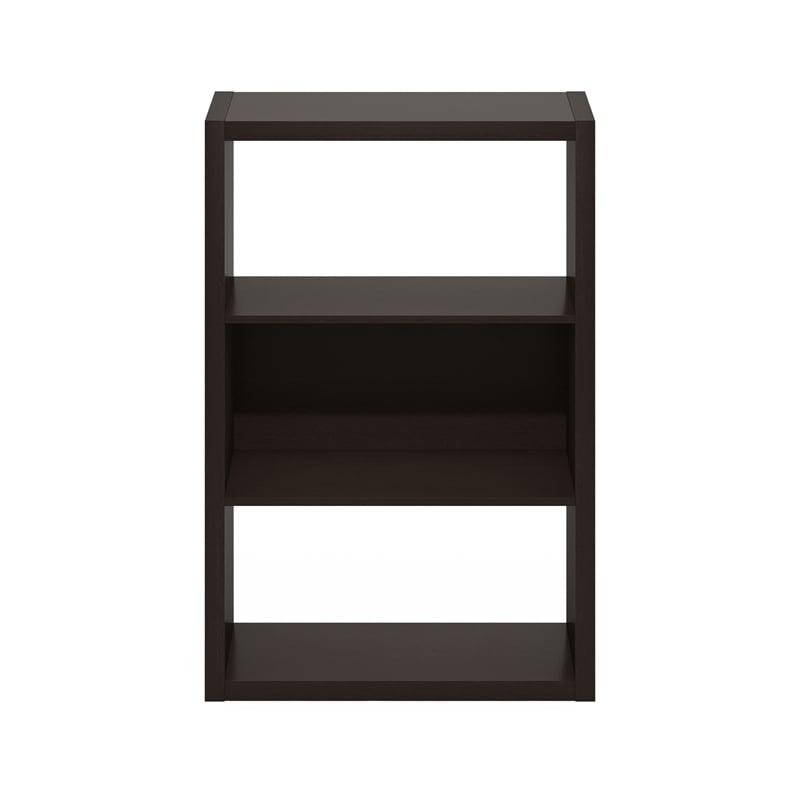 Pemberly Row 3-Tier Open Shelf Bookcase in Bookshelf in Dark Oak