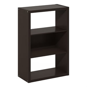 Pemberly Row 3-Tier Open Shelf Bookcase in Bookshelf in Dark Oak