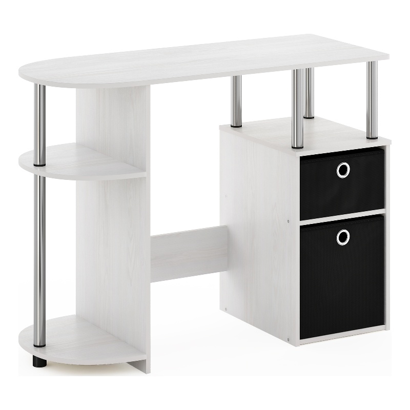 Pemberly Row Computer/Study Desk with Bin Stainless Steel Tubes