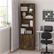 Pemberly Row Farmhouse 6-Shelf Display Bookcase with Doors in Amber Pine