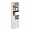 Pemberly Row Farmhouse 6-Shelf Display Bookcase with Doors in White