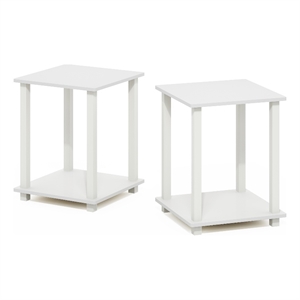 Pemberly Row Contemporary End Table in Set of Two in White Finish