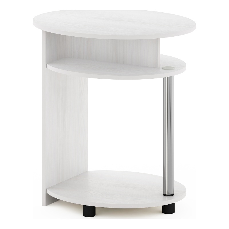 Pemberly Row Oval End Table in White Oak in Stainless Steel Tubes