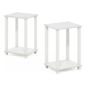 Pemberly Row Contemporary End Table in Small in Set of 2 in White